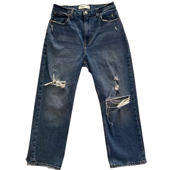 Abercrombie & Fitch Denim - Abercrombie & Fitch 90s Ankle Straight High Rise 27/4 Distressed